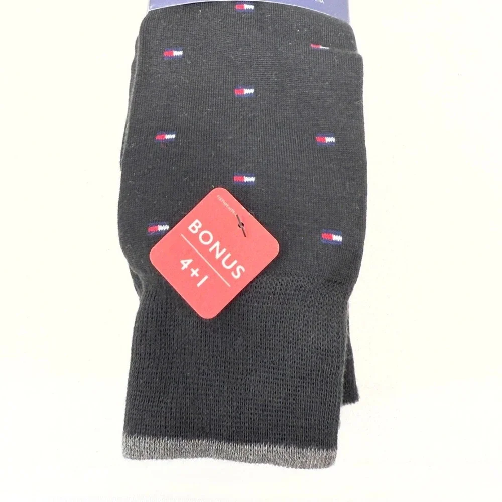 Tommy Hilfiger Mens Dress Socks 5 Pair Pack Black Comfort Blend Size 7-12